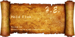 Held Elek névjegykártya