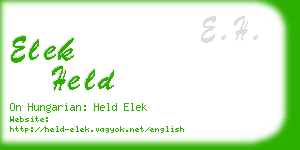 elek held business card